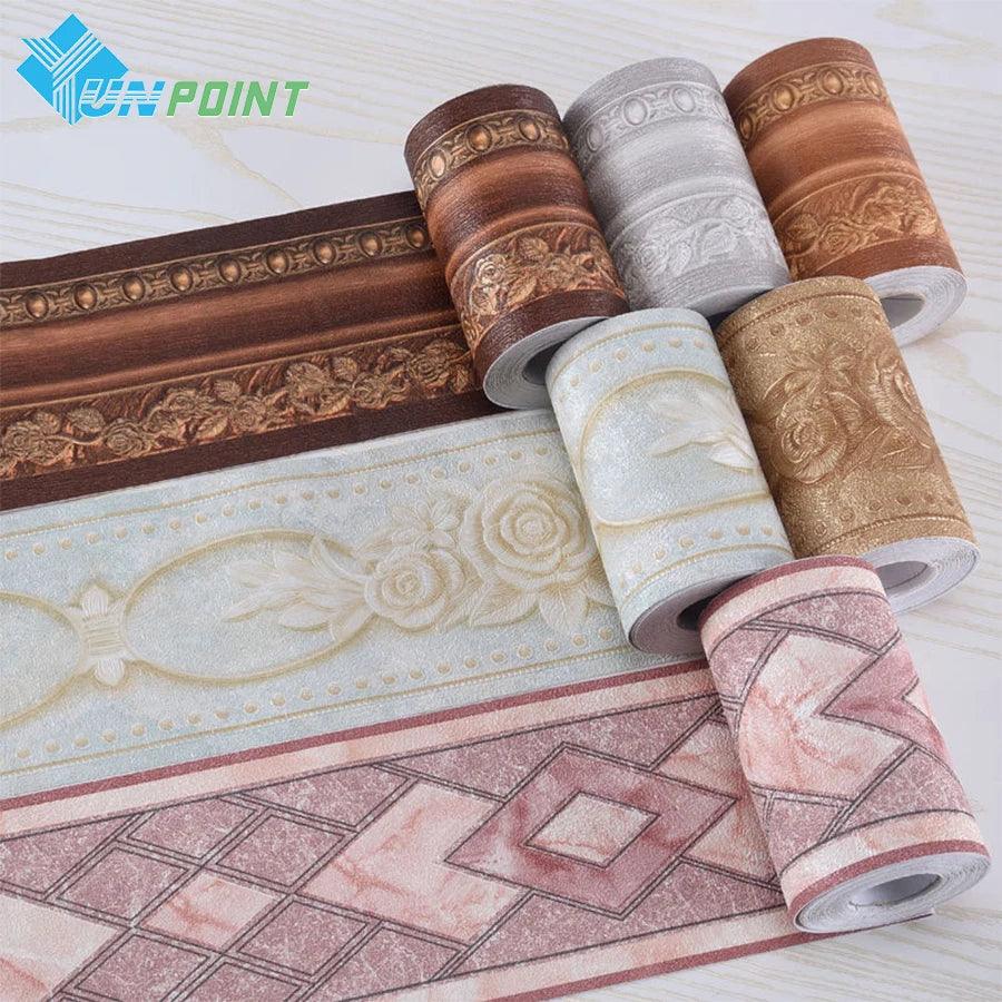 0.1x5M Classic 3D Waistline Stickers Bathroom Waterproof Self Adhesive Tiles Wallpaper Kitchen Toilet Room Wall Art Decal Decor - Twinsupliers