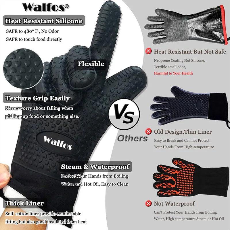 1 Piece Long Silicone Kitchen Gloves-BBQ Grill Gloves Heat Resistant Cooking Gloves For Grilling Microwave Oven Mitts Gloves - Twin suppliers 