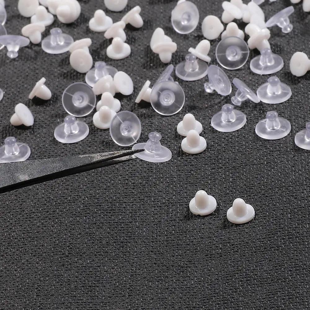 100~200pcs/lot Plastic Round Earring Back Stoppers for DIY Earring Accessories - Twin suppliers 