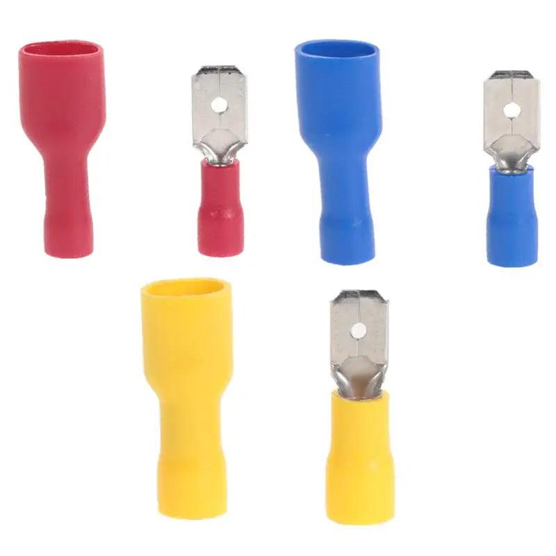 100PCS Insulated Spade Crimp Wire Cable Connector 6.3mm Terminal Male Female Kit 16-14 AWG 22-16AWG 12-10AWG - Twinsupliers