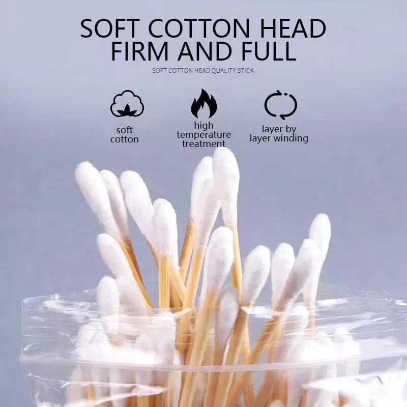 100pcs Per Pack, 5 Packs, Double-ended Cotton Swabs, Baby Cotton Swabs, Ear Cleaning Sticks, Healthy Cleaning Tools - Twin suppliers 