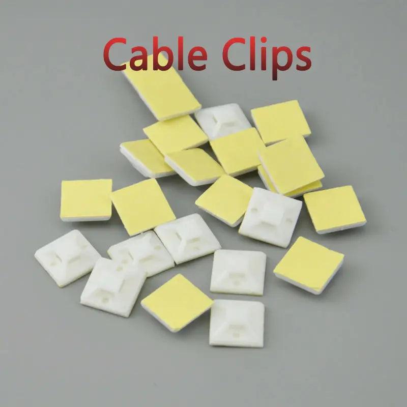 100pcs Self Adhesive Cable Tie Mounts 20*20 Car Wire Tie Clips Flat Holder Fixer Organizer Drop Adhesive Clamp White Black - Twinsupliers