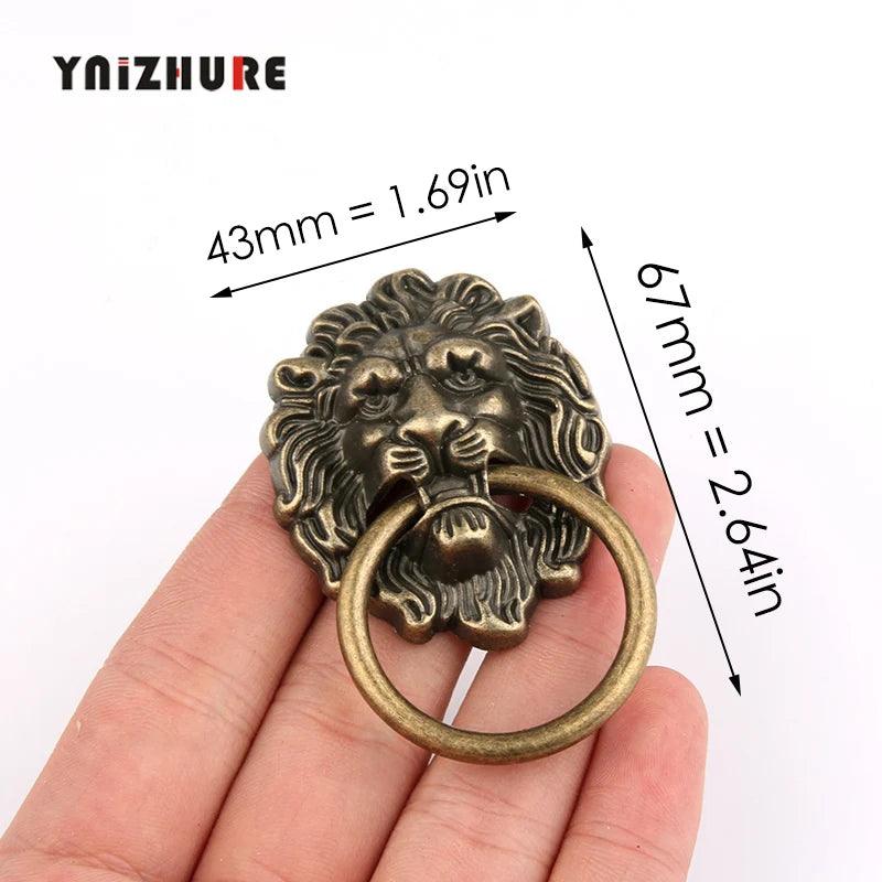 10pcs 43 * 67mm New Furniture Handles Beast for Lion Head Antique Alloy Handle Wardrobe Drawer Door Pull Retro Decoration - Twinsupliers