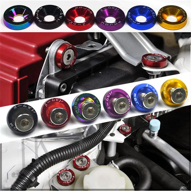 10pcs Car Modified Hex Fasteners Fender Washer Bumper Engine Concave Screws Aluminum JDM Fender Washers and M6 Bolt for Honda - Twin suppliers 