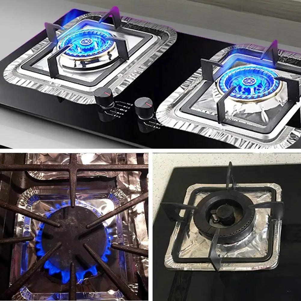 10pcs Kitchen Oil Proof Stove Liners Disposable Aluminum Foil Stove Burner Covers Gas Oven Pad For Cooking Kitchen Accessories - Twin suppliers 