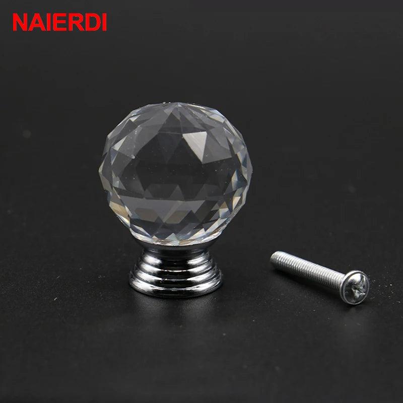 10PCS NAIERDI 20-30mm Crystal Ball Design Crystal Glass Knobs Cupboard Drawer Pull Kitchen Cabinet Wardrobe Handles Hardware - Twinsupliers