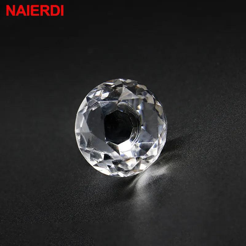 10PCS NAIERDI Diamond Crystal Handles Glass Knobs Cupboard Drawer Pulls Kitchen Cabinet Door Wardrobe Handle Furniture Hardware - Twinsupliers