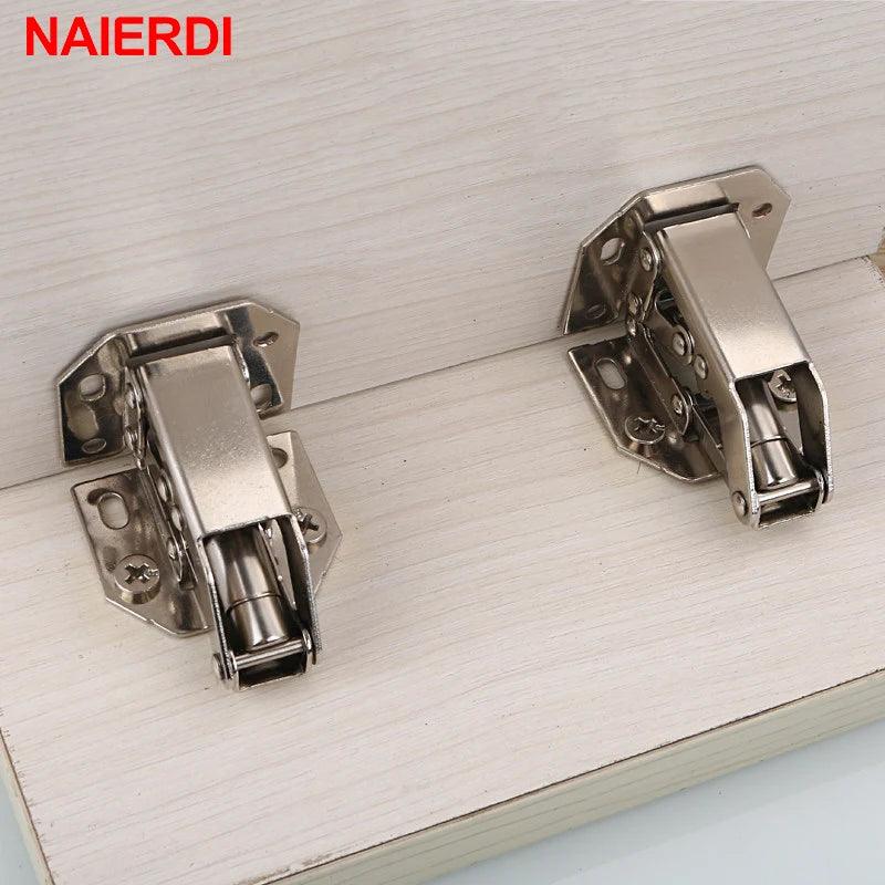 10PCS NAIERDI Furniture Hinges 90 Degree No-Drilling Hole Cabinet Hinge Spring Soft Close Cupboard Door Hardware With Screws - Twinsupliers