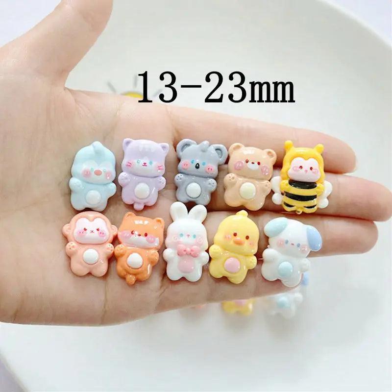 10Pcs New Cute Resin Bee Rabbit Monkey Little Bear Series Flat Back Fit Phone Deco Parts Embellishments For Hair Bows Accessorie - Twinsupliers