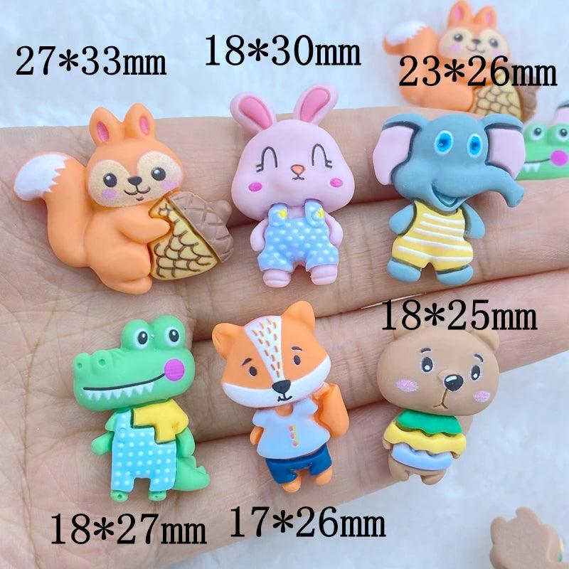 10Pcs New Cute Resin Mini Squirrel Rabbit and Little Bear Flat Back Fit Phone Deco Parts Embellishments For Hair Bows Accessorie - Twinsupliers