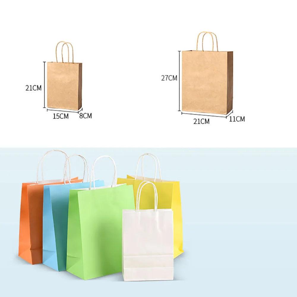 10Pcs Pure Colour Kraft Paper Gift Bags Tote Bags Kids Craft DIY Supplies - Twinsupliers