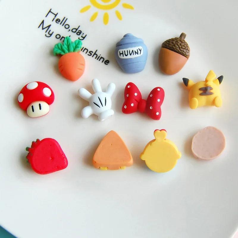 10pcs Simulation Strawberry Mushroom Flat Back Resin Charms Kawaii Cabochons Scrapbook Food Miniatures Phone Cases Deco Parts - Twinsupliers