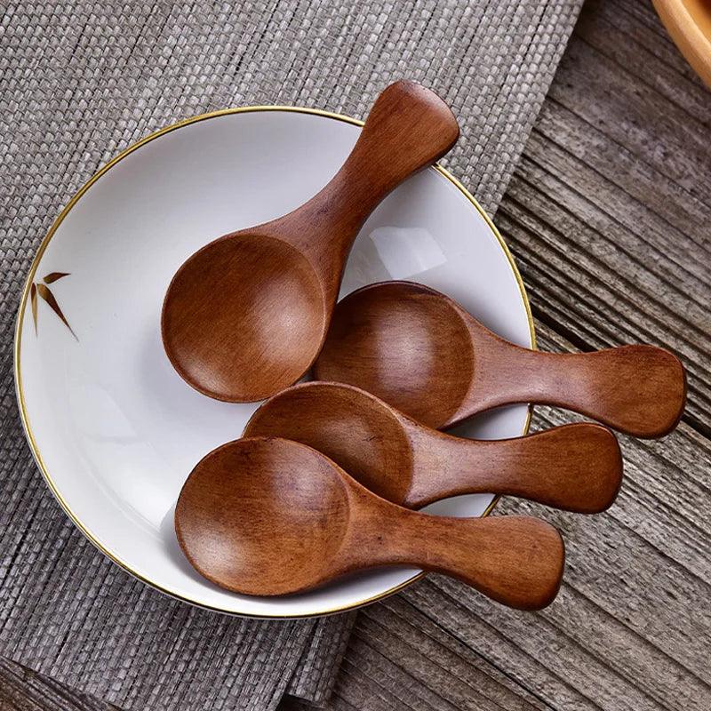 10Pcs Small Wooden Spoon Mini Salt Spice Seasoning Spoon Short Handle Wood Kitchen Spoons Coffee Tea Sugar Scoop Kitchen Gadgets - Twinsupliers