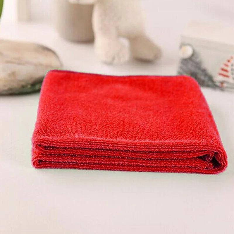 1/10Pc Microfiber Car Cleaning Cloth Strong Water Absorbent Lint Free Red Wash Towels For Kitchen Bathroom Home Car Accessories - Twinsupliers