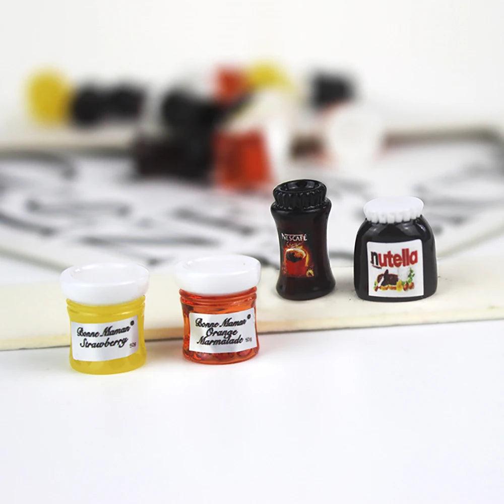 1/12 Dollhouse Miniature Accessories Mini Nutella Jam Coffee Simulation Kitchen Food Condiment Toys Doll House Decor Sticker DIY - Twinsupliers