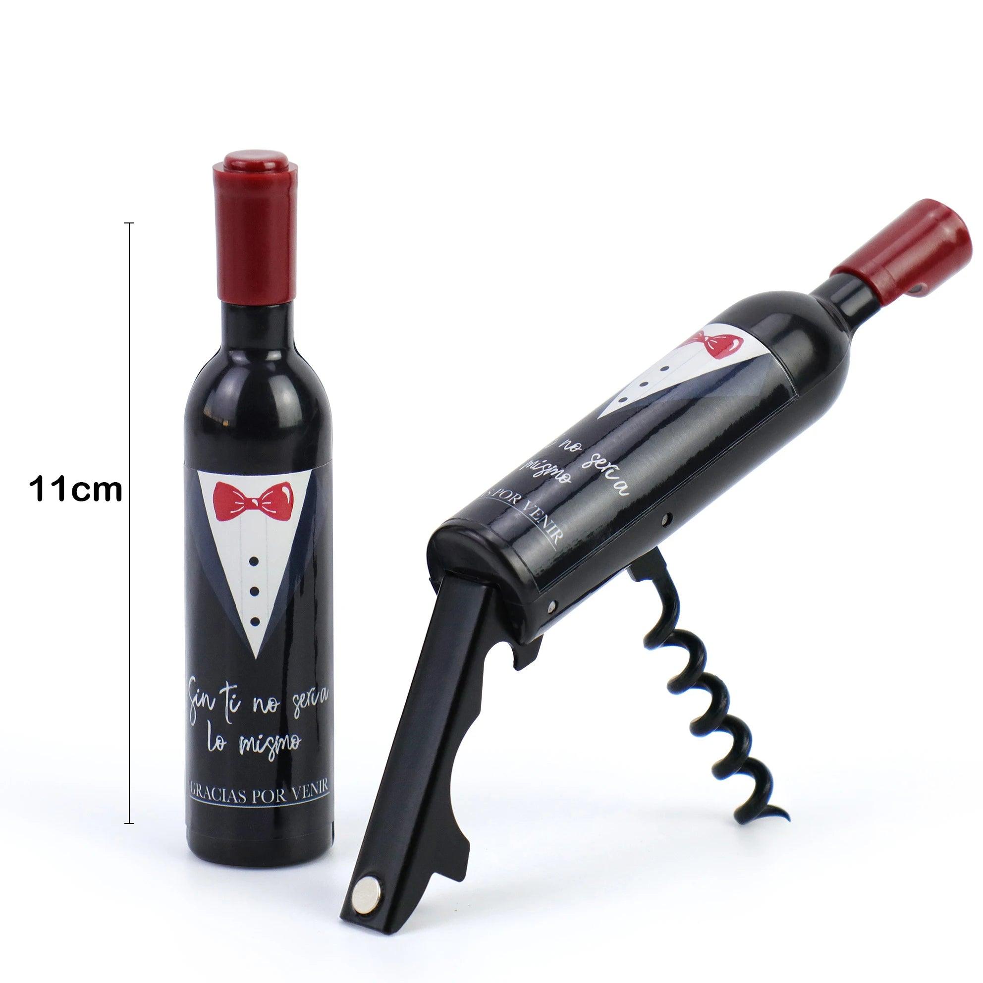 12-42 pcs/lot of corkscrew and bottle opener with tuxedo label, option box, non-customizable and editable sticker, wedding guest details, guest gift opener, gift Store - Twinsupliers