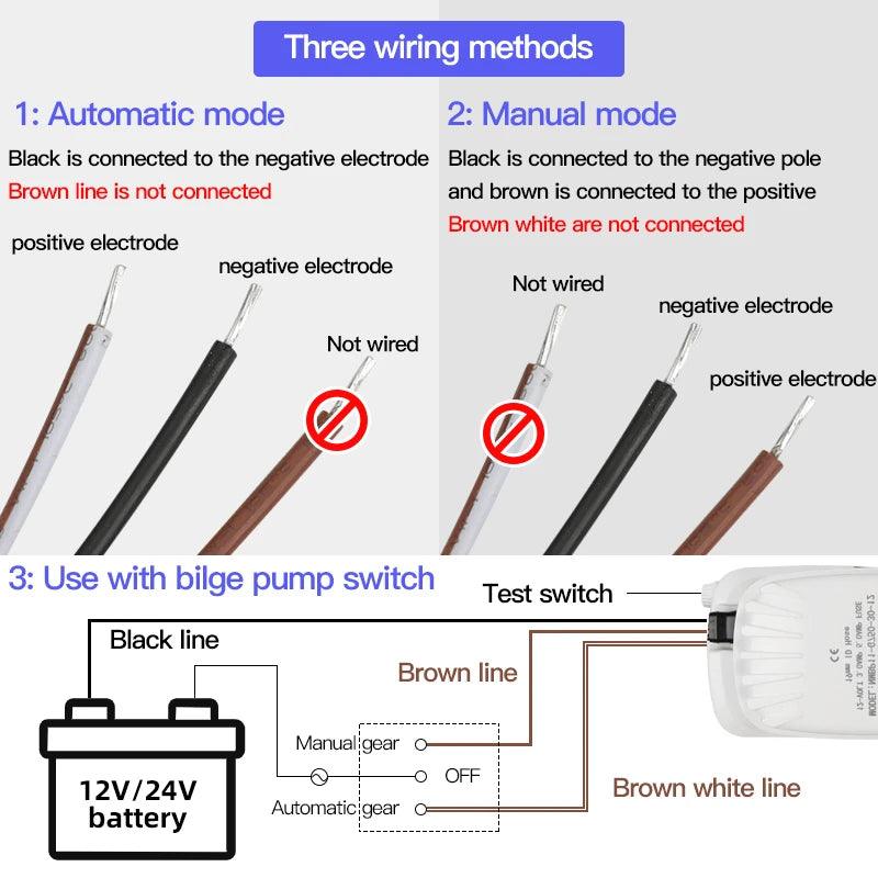 12V 24V 110V 220V 750GPH 1100GPH Automatic Boat Bilge Pump Auto Float Switch DC Submersible Electric Water Pump 12 24 V 220 Volt - Twinsupliers