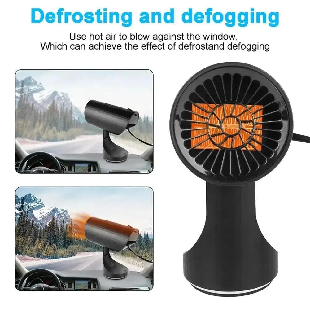 12V Portable Electric Car Fast Heater Heating Cooling Fan Warmer Wind Defrosting Black ABS Snow Demister Defroster Car Interior - Twinsupliers