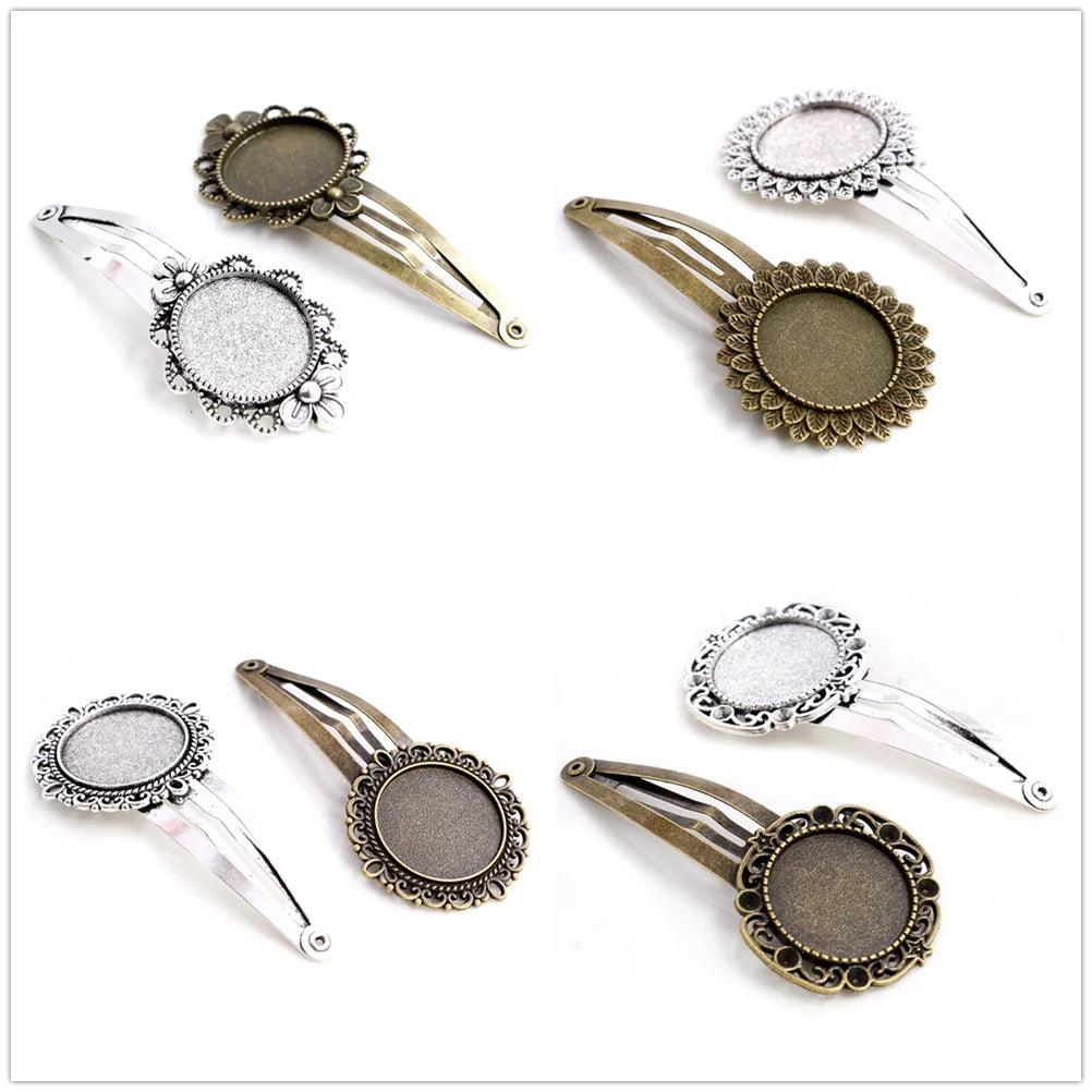 14 16mm 18mm 20mm Round Oval 18x25mm Antique Silver Plated Bronze Copper Material Hairpin Hair Clips Base Setting Cabochon Cameo - Twin suppliers 