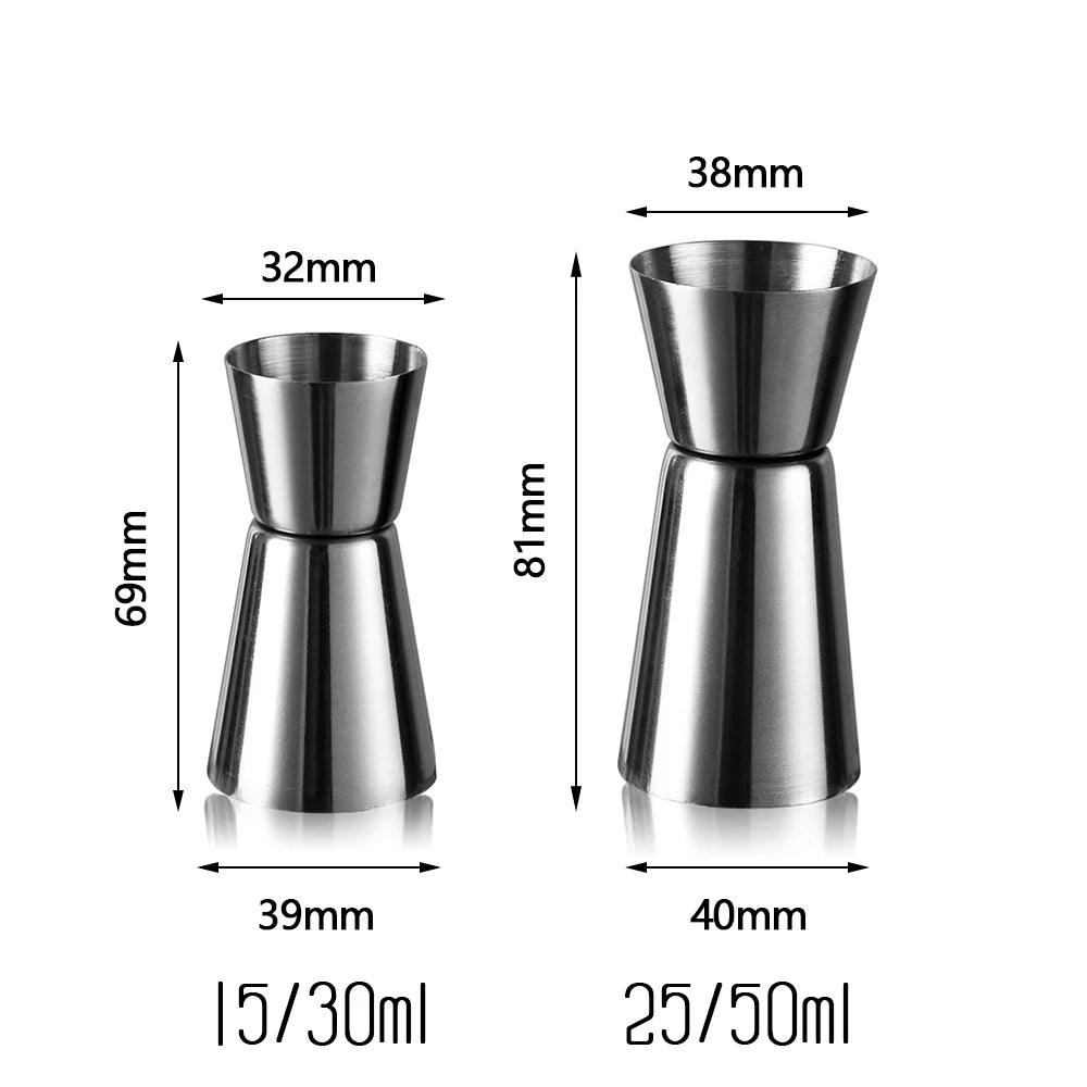 15/30ml or 25/50ml Stainless Steel Cocktail Shaker Measure Cup Dual Shot Drink Spirit Measure Jigger Kitchen Gadgets - Twinsupliers