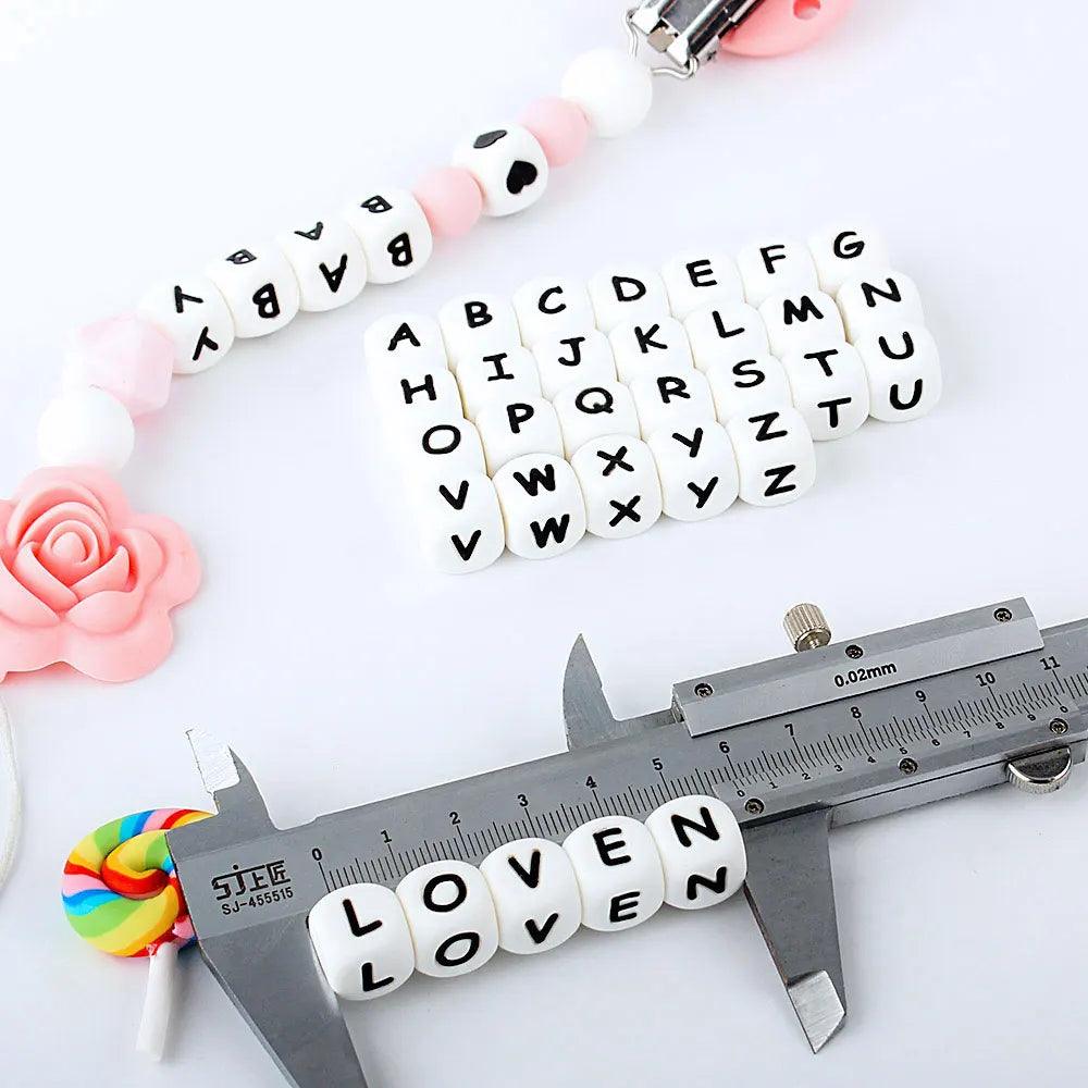 15Pcs Baby Silicone Beads Letters with Alphabet - Twin suppliers 