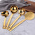 1pc Gold Stainless Steel Long Soup Spoon Cooking Utensils Pink Metal Polish Skimmer Colander Shovel Spatula Kitchenware Set - Twinsupliers