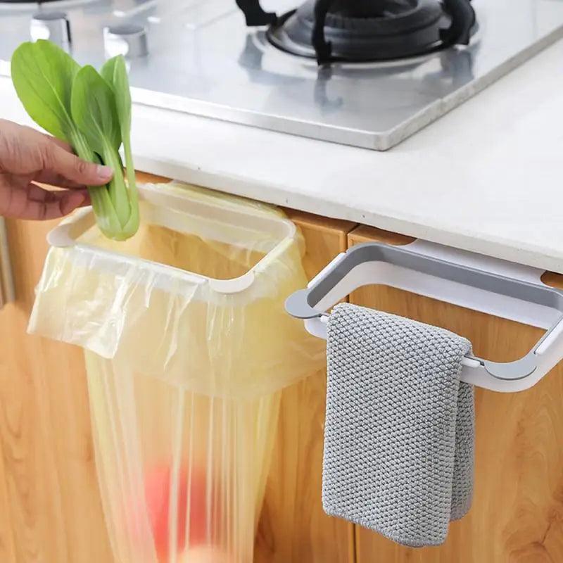 1pc Kitchen Cabinet Door Basket Hanging Trash Can Waste Bin Garbage Bag Holder Portable Kitchen Trash Bag Holder Kitchen Gadgets - Twin suppliers 