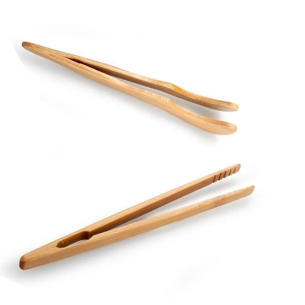 1Pcs Wooden Tea Tweezer Bacon Tea Clip Tongs Bamboo Salad Food Toast Bend Clip Straight Clips Kitchen Accessories Teaware - Twinsupliers