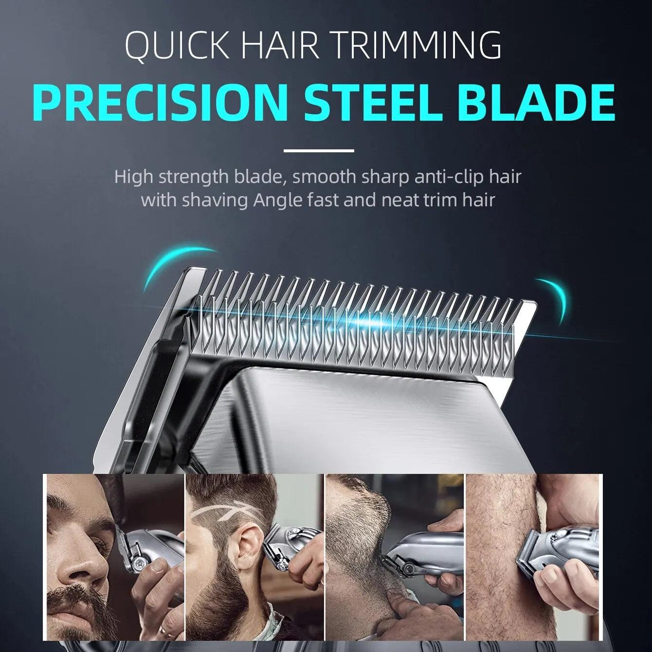 2 in 1 Full Metal Combo Kit Barber Hair Clipper For Men Professional Electric Beard Hair Trimmer Rechargeable Haircut - Twinsupliers