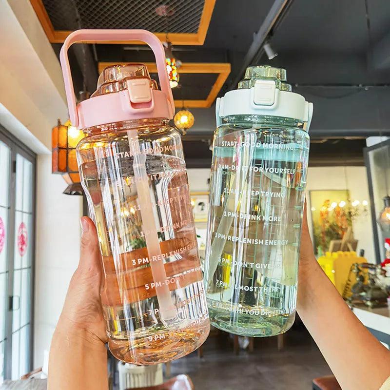 2 Liters Straw Plastic Water Bottle Large Portable Travel Bottle - Twin suppliers 