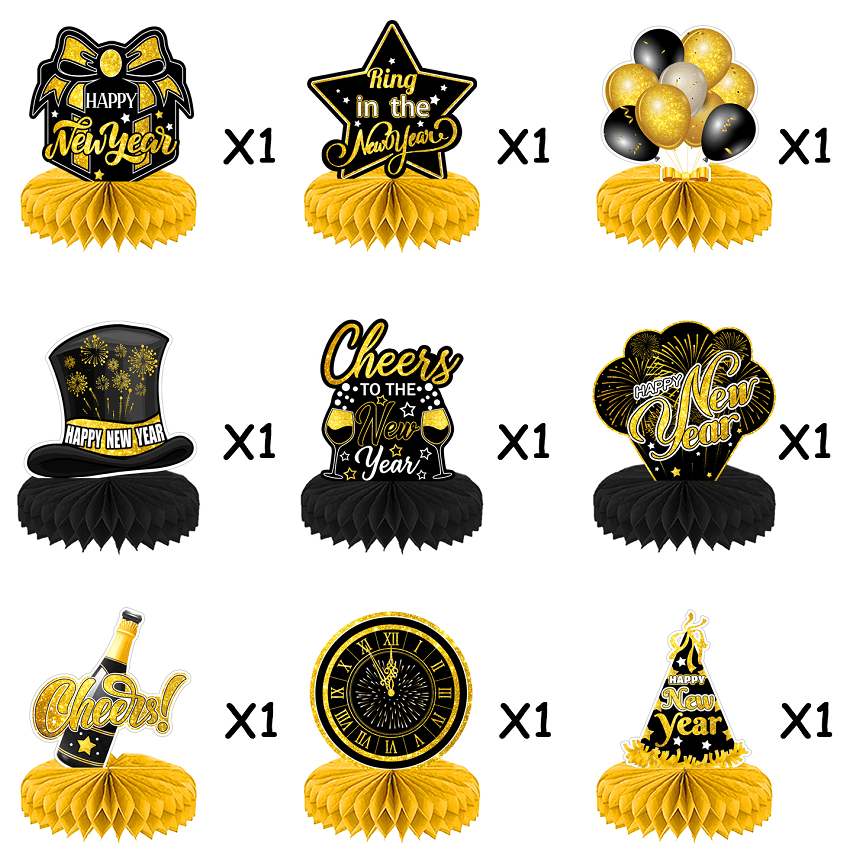 2024 New Year Honeycomb Decoration Happy New Year - Twinsupliers