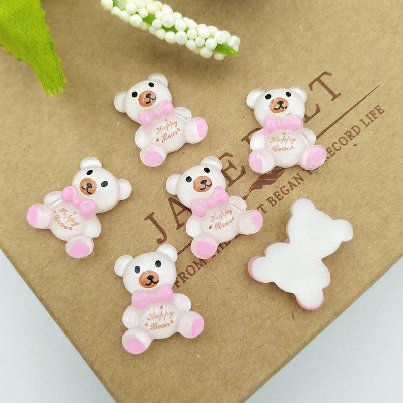 20pcs Cute Resin Cartoon Bear Flatback Cabochon Scrapbook DIY Hair Bow Phone Deco - Twinsupliers