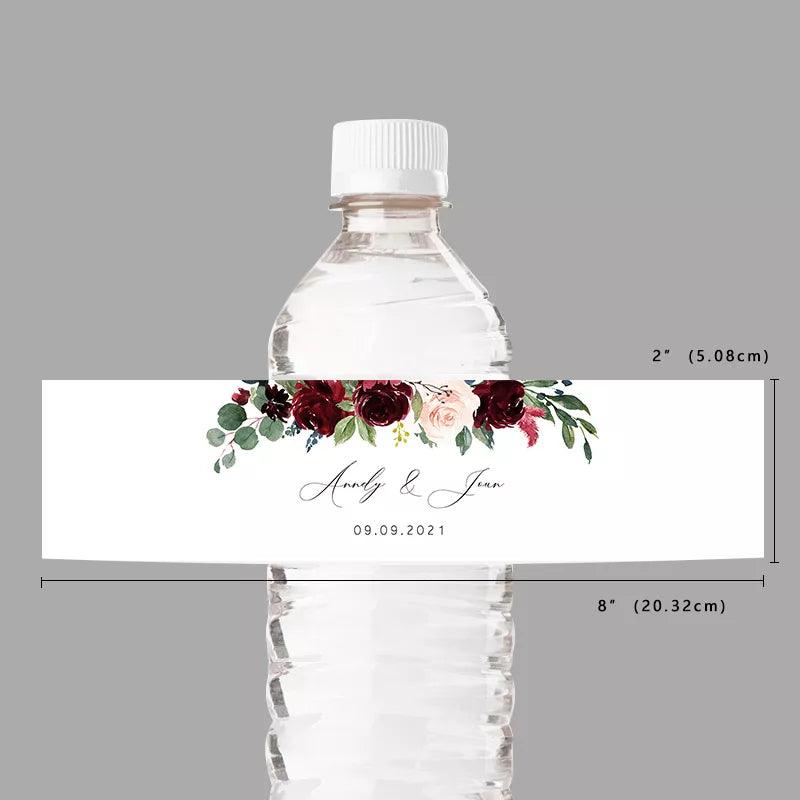 20PCS Personalized Wedding Water Bottle Label,Waterproof 8"x2" Custom Name Date Wedding Lables for Bridal Shower Party Favors - Twinsupliers