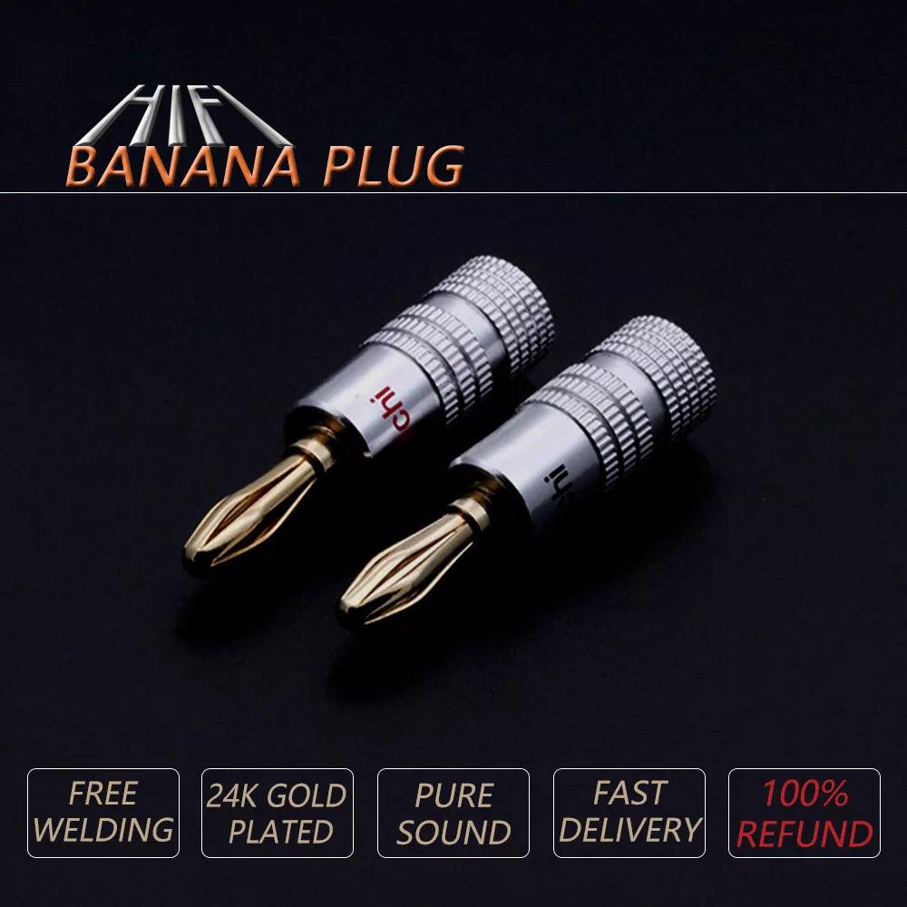 20pcs/10pairs Nakamichi BANANA PLUGS 24K Gold-plated 4MM Banana Connector with Screw Lock For Audio Jack Speaker Plugs Black&Red - Twinsupliers