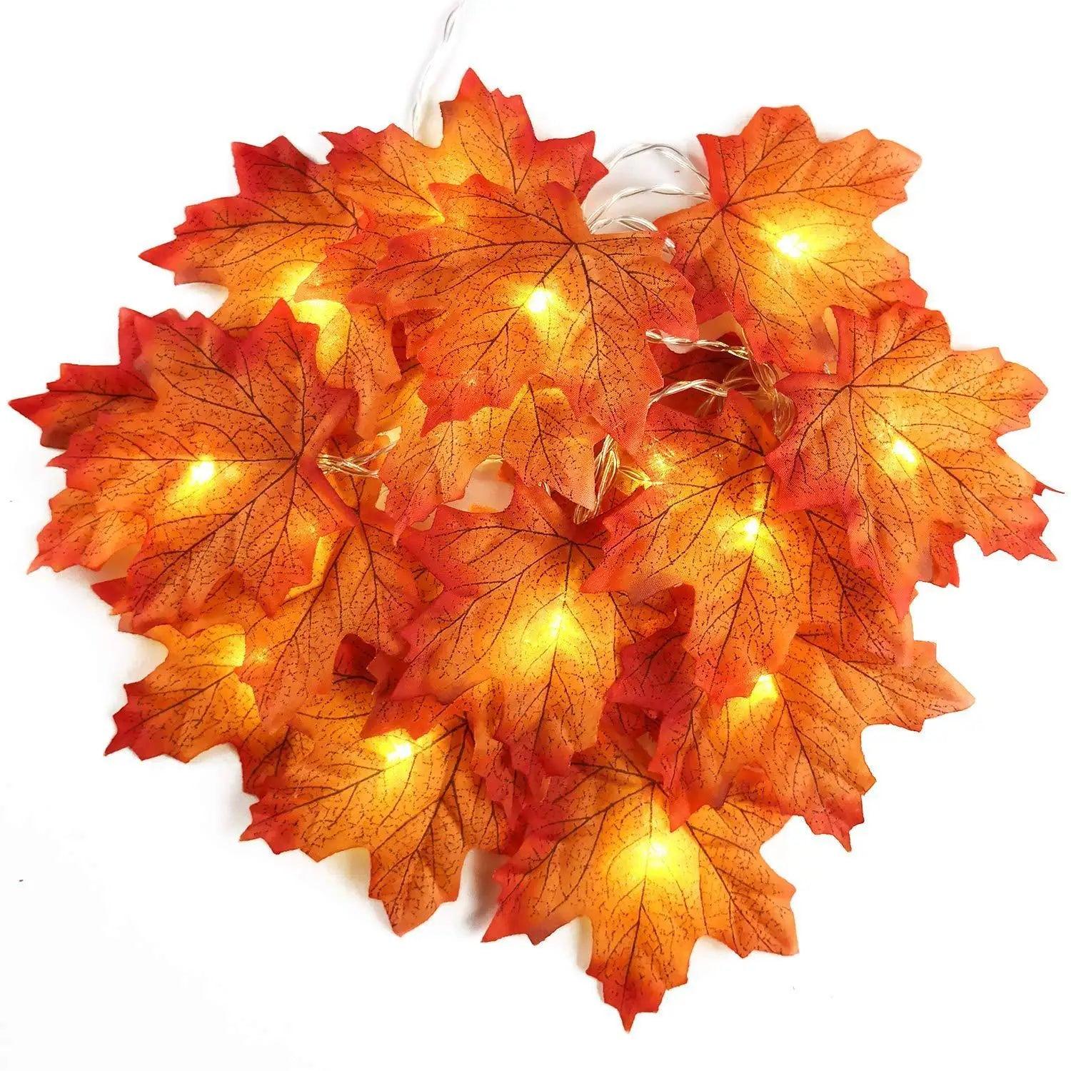 2/3/6M Artificial Maple Leaf Leaves LED Light String Lantern Garland Home Decoration Party DIY Deco Christmas Halloween New Year - Twinsupliers