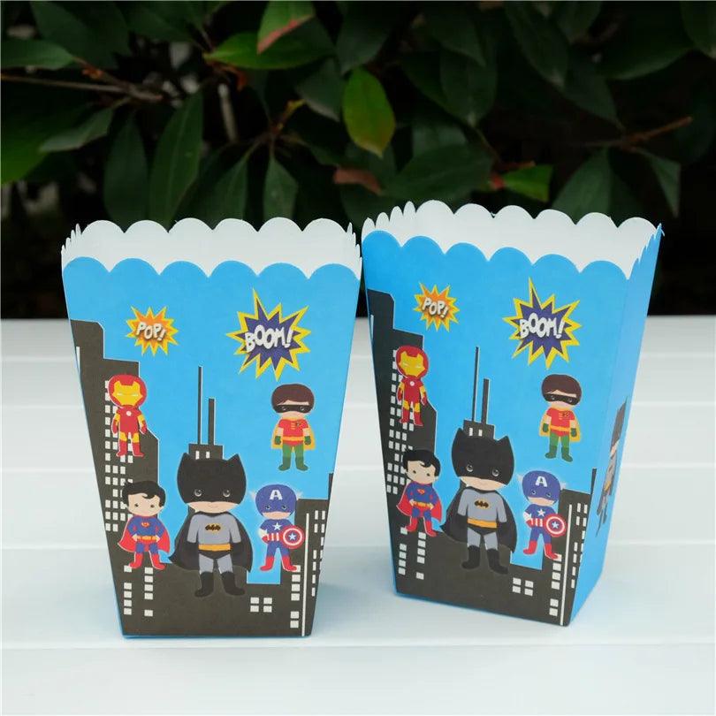 24ps Superhero Popcorn Box Kids Birthday Gift Party Deco Supplies - Twinsupliers