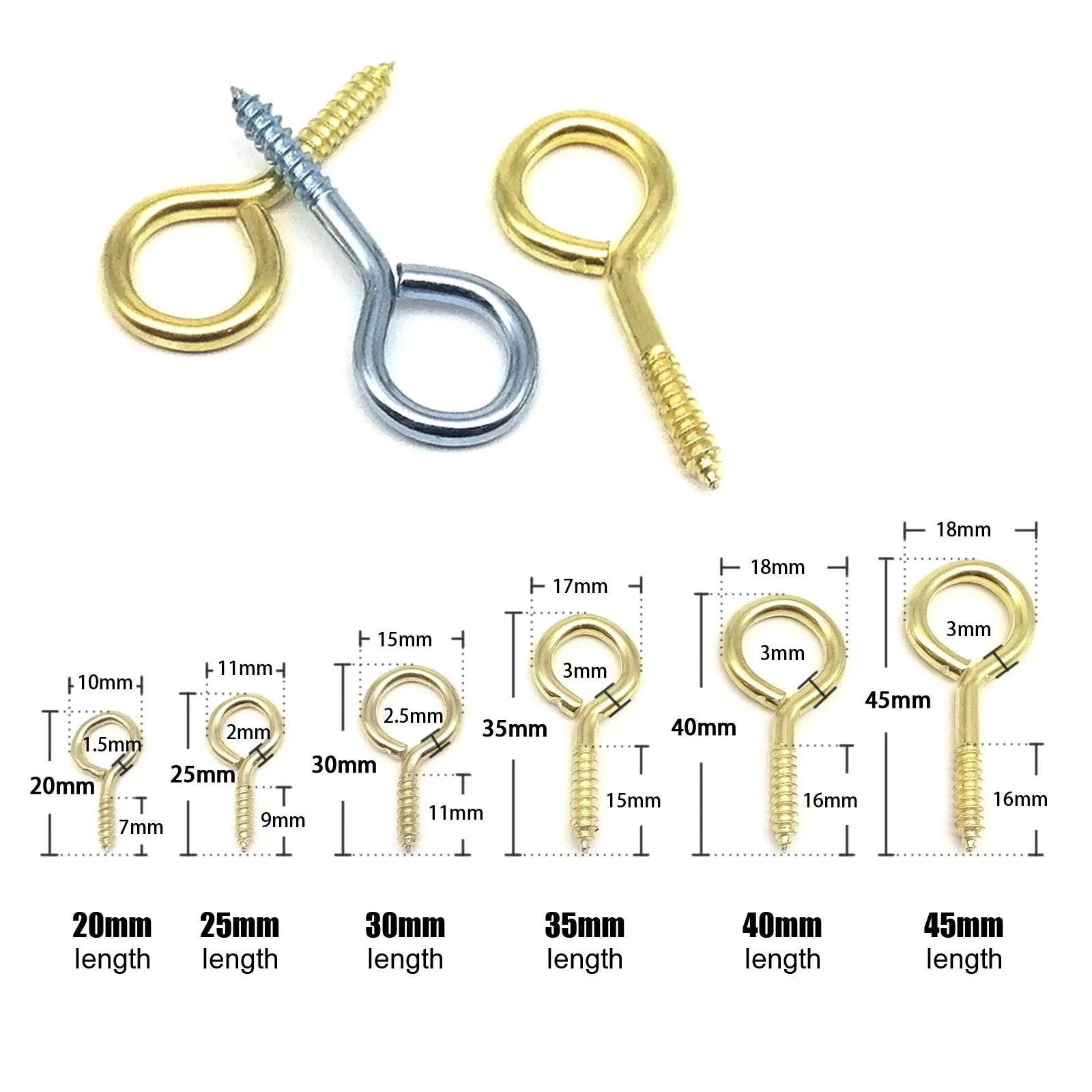 25X Picture Frame Plant Lamp Light Cabinet RV Tool Curtain Net Wire Ceiling Eyescrew Eye Screw in Clasp Hanger Close O Ring Hook - Twinsupliers