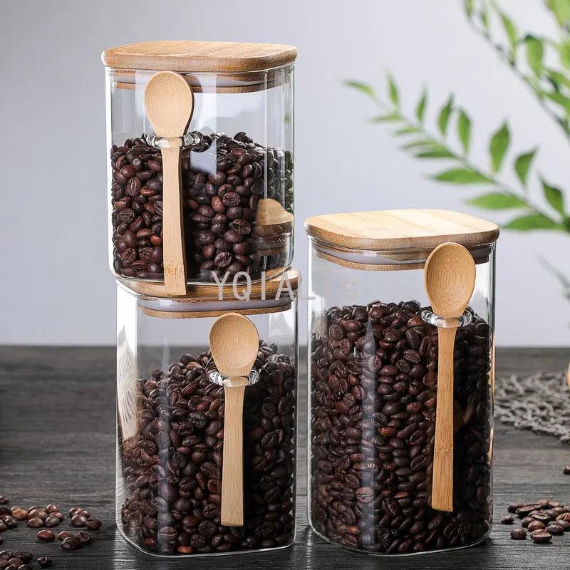 3 Ideas 800-1200ml with Spoon Sealed Jar Storage Tank Condiment Coffee Beans Tank Kitchen Supplies Sugar Storage Bottle Tea Box - Twinsupliers