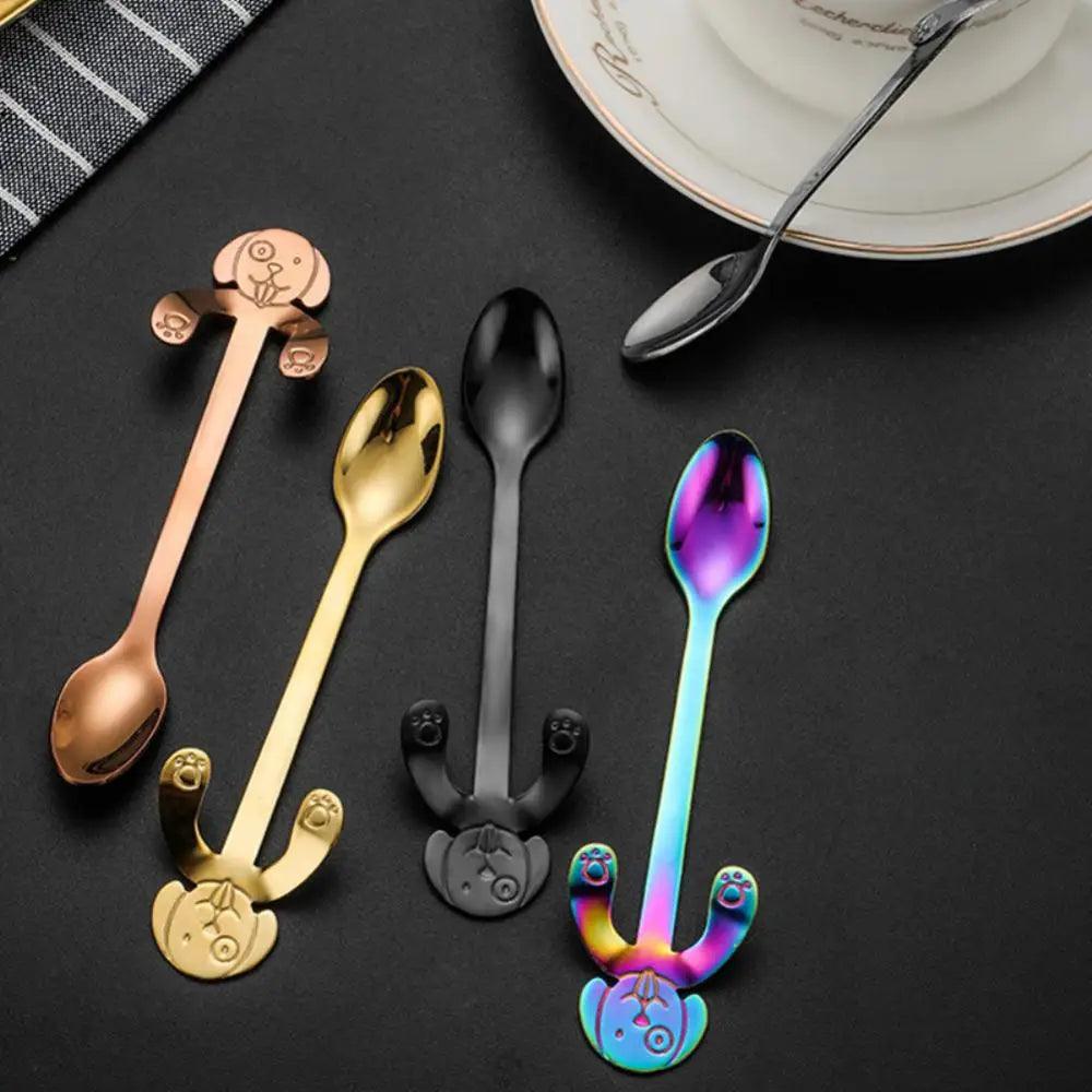 304 Stainless Steel Coffee Spoon Cartoon Dog Spoon Long Handle Flatware Coffee Drinking Tools Kitchen Gadget Kitchen Tools - Twinsupliers