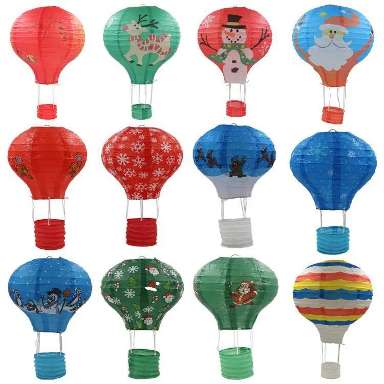 30cm Rainbow Printing Hot Air Balloon Paper Lantern Wedding Deco Children's Bedroom Hanging Birthday Party Decoration Lantern - Twinsupliers