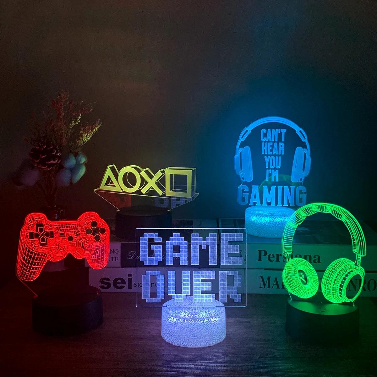 3D Night Light Gaming Setup RGB Led Nightlight Gaming Room Decoration Lamp Bedroom deco Table Lamp for Birthday Christmas Gifts - Twinsupliers