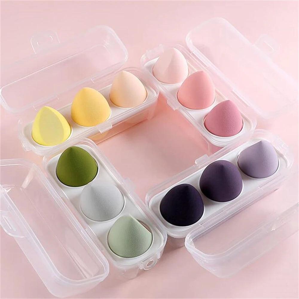 3pcs Makeup Blender Makeup Sponge Cosmetic Puff with Storage Box Foundation Powder Beauty Sponge Women Make Up Accessories Tools - Twin suppliers 