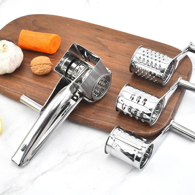 4 Drums Blades Rotary Cheese Grater Stainless Steel Cheese Slicer Shredder Butter Cutter Kitchen Gadgets - Twinsupliers