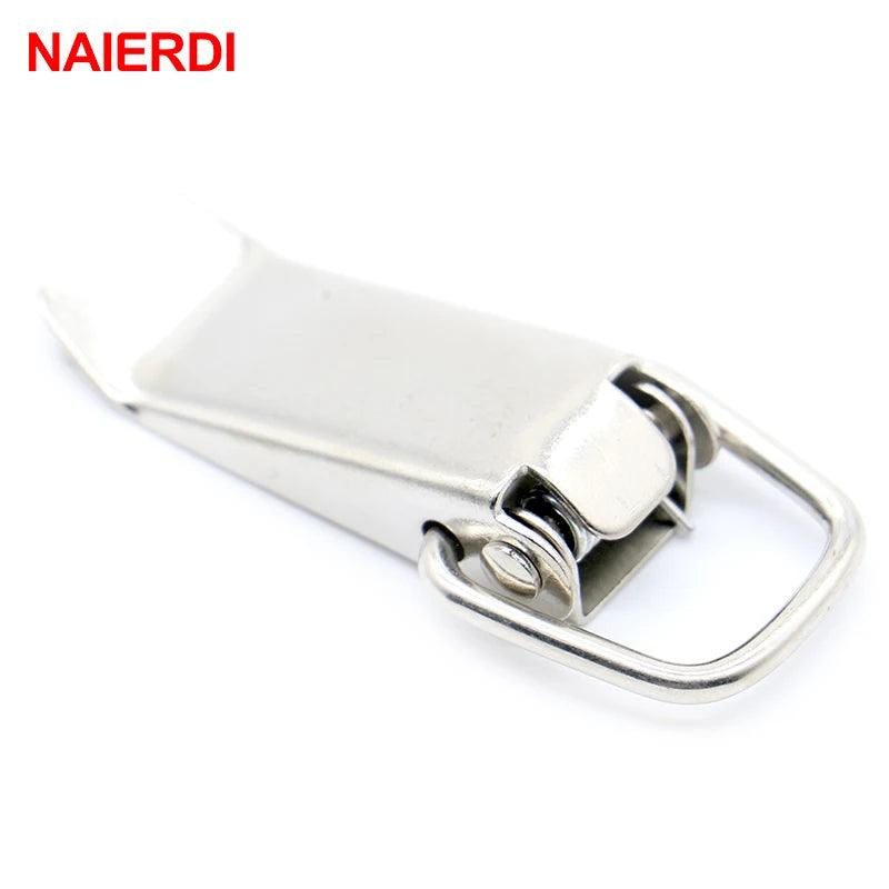 4PC NAIERDI-J105 Cabinet Box Locks Spring Loaded Latch Catch Toggle Iron Hasps For Sliding Door Window Furniture Hardware - Twinsupliers