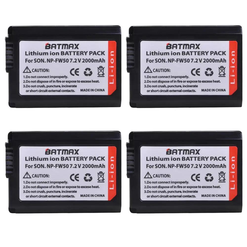 4X 2000mAh NP-FW50 NP FW50 Battery + LED USB Dual Charger for Sony A6000 A6400 A6300 A6500 A7 A7II A7RII A7SII A7S A7S2 A7R - Twin suppliers 