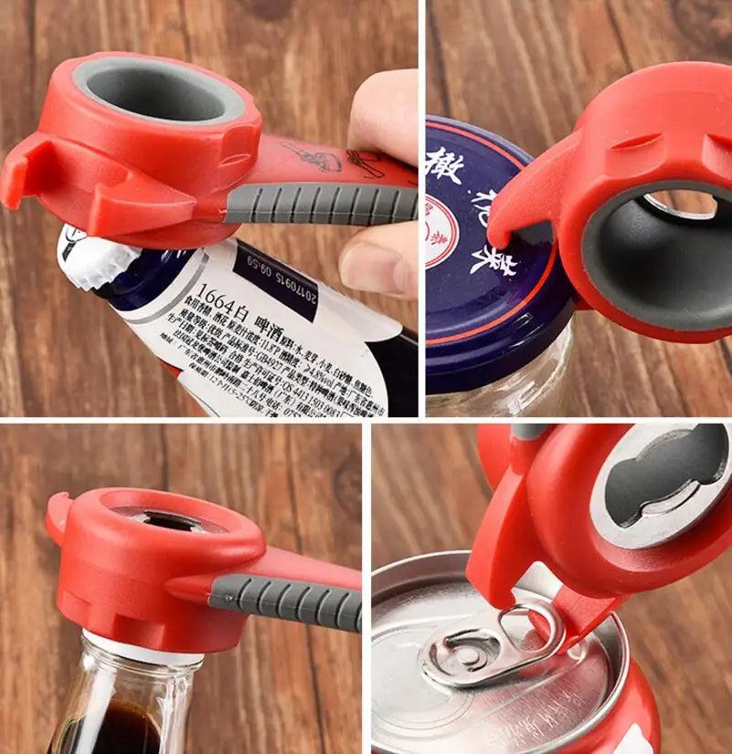 5 in 1 Multi-function Stainless Steel Plastic Bottle Opener Beer Can Jar Opener Kitchen Tools - Twinsupliers