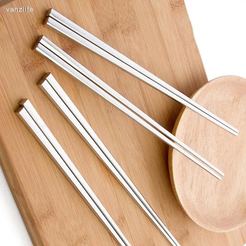 5 pairs/vanzlife food stainless steel chinese chopstick for sushi household children's Chopstick holder Kitchen metal chopsticks - Twin suppliers 