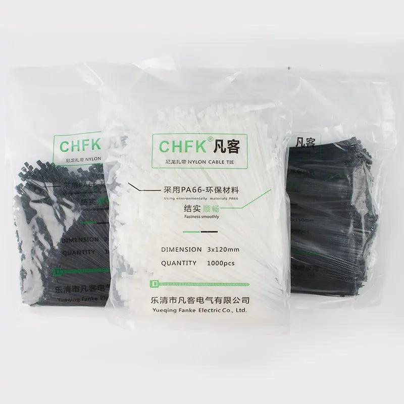 500Pcs/pack 3*200mm width 1.8mm Black color Self-locking Plastic Nylon Cable Ties,Wire Zip Tie - Twinsupliers