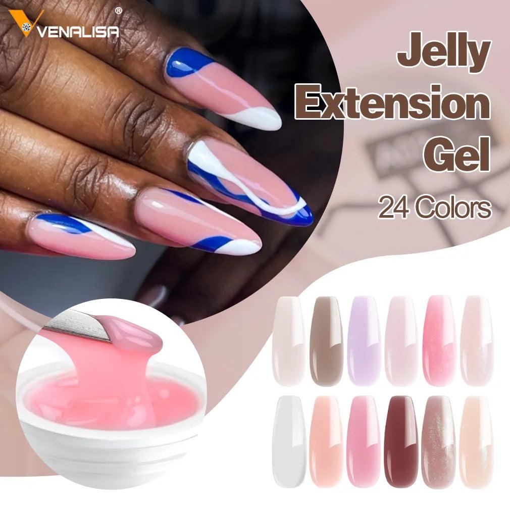 50ml Hard Jelly Nail Extension Gel Nail Builder Art French Nail Gum Venalisa Clear Natural Color Soak Off UV Construction Gel - Twinsupliers