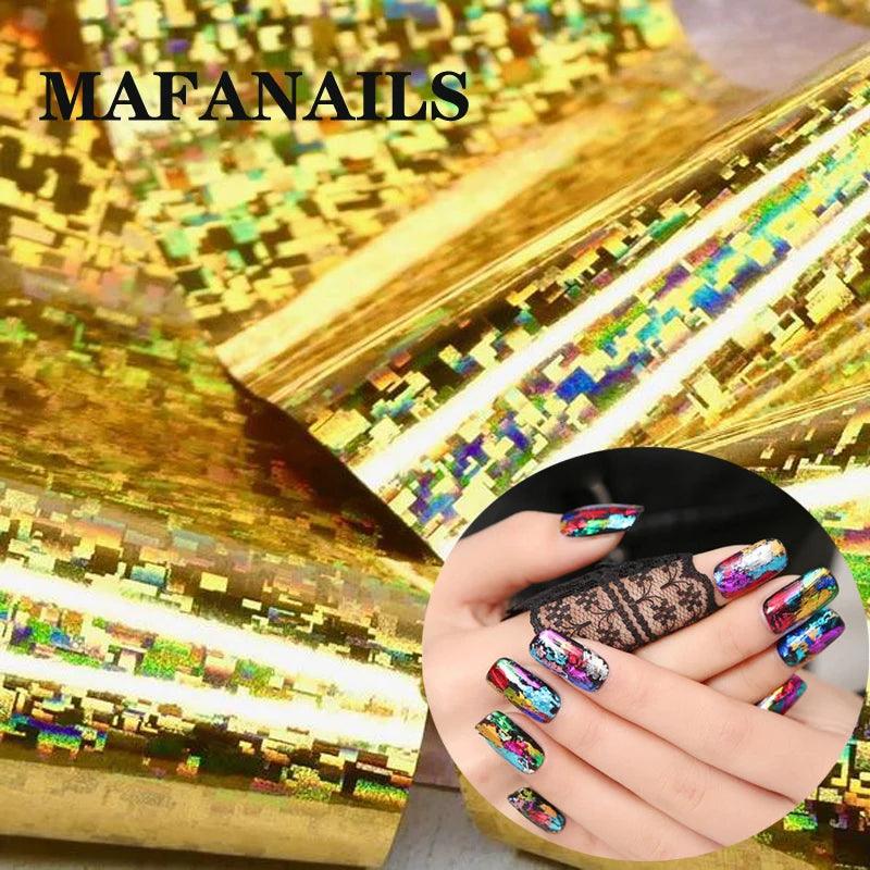 50pcs/set Holographic Nail Sticker Foil Decals Mixed-styles Foil Wraps Sticker 4*20CM/pc Foils Sticker For Nail Art Sticker Deco - Twinsupliers